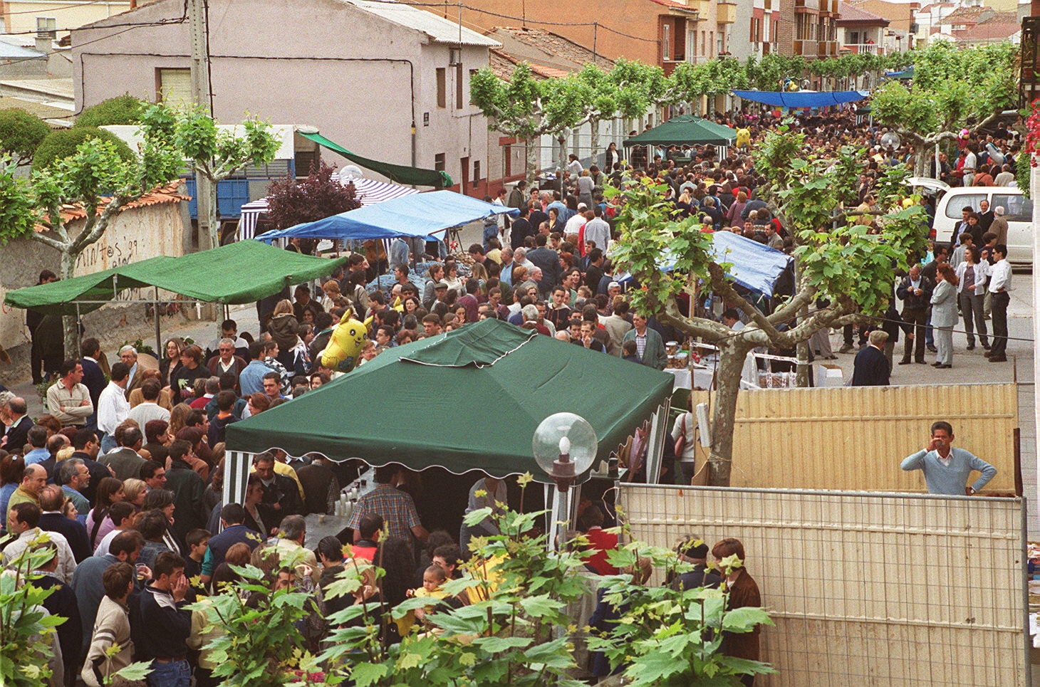 Vista general de la calle donde se concentraron los visitantes que se dieron cita en la Fiesta del espárrago en mayo de 2000.