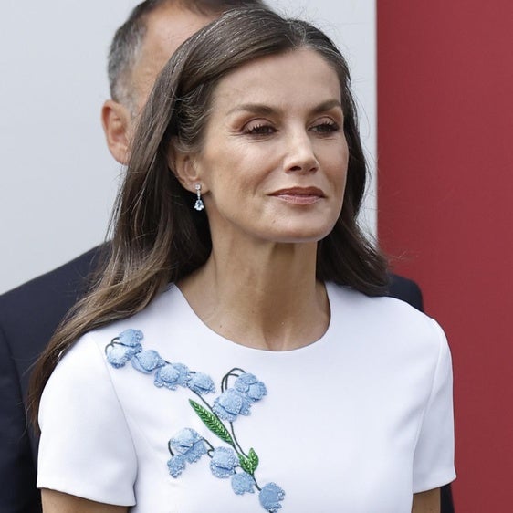 La reina Letizia rescata su vestido de Carolina Herrera más favorecedor y elegante en el Día de las Fuerzas Armadas