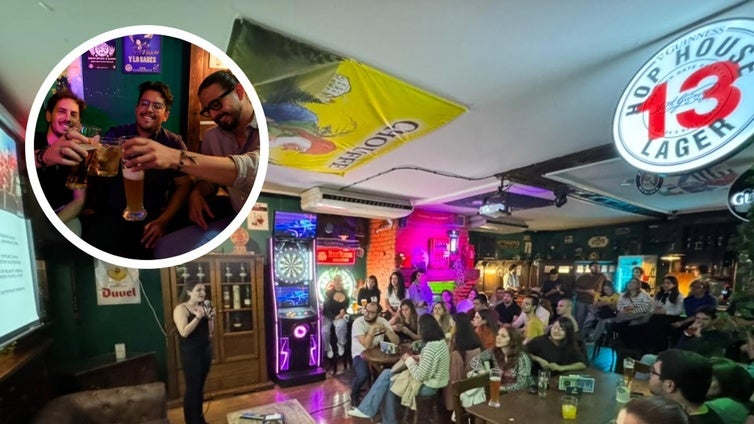 Una de las charlas de PhDrinks; en el círculo, los creadores del proyecto
